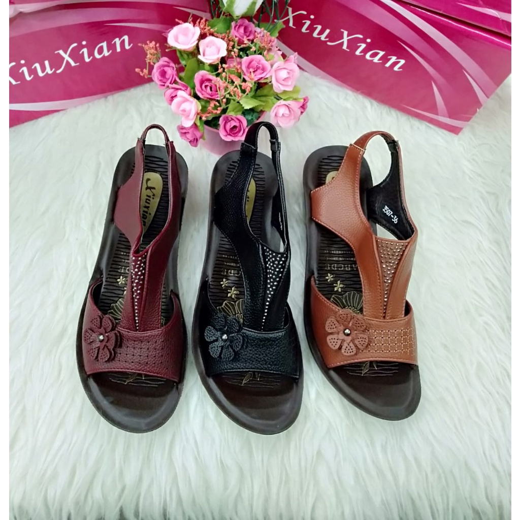 COD SANDAL TALI WEDGES XIU XIAN WANITA IMPORT  SANDAL KERJA KULIAH PESTA WANITA IMPORT TERKINI HITS