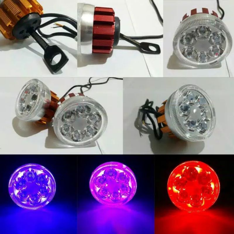 harga murah meriah 2 PCS Lampu Tembak Sorot 6 mata+Angel 3mode bracket spion 1pc WMP-0623 cwl 6mata