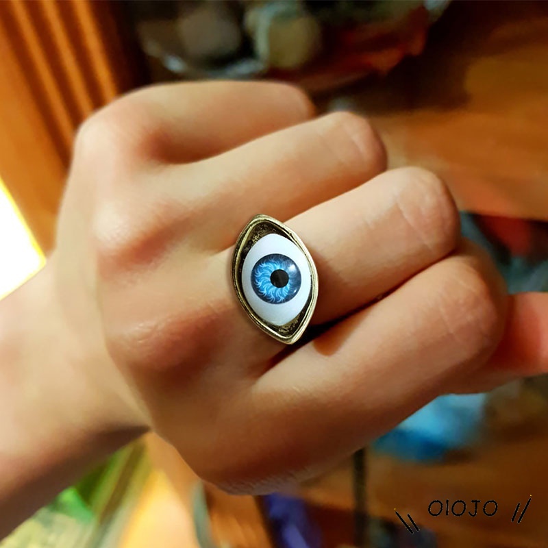 Cincin Gotik Untuk Wanita Bentuk Mata Vampir Model Besar Gaya Retro Aksesoris Fashion- ol