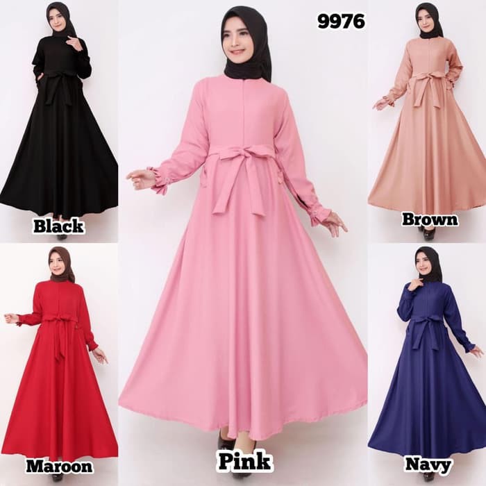 Baju Gamis Wanita Terbaru Gamis Polos Moscrepe Zipper Depan Gamis Syari Pita Depan Shopee Indonesia