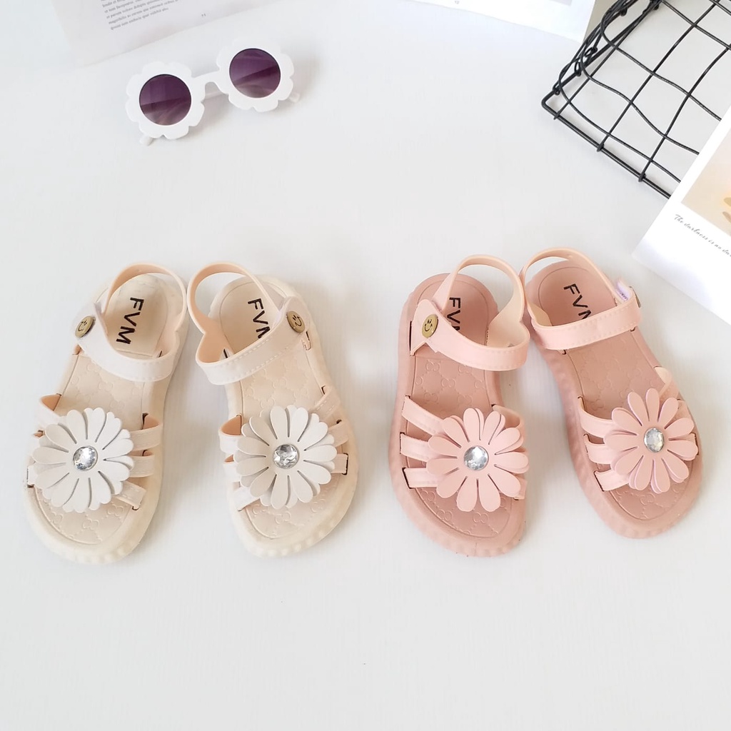 HappyOliver DIAMOND FLOWER Sandal Anak Perempuan Bahan Karet Model Lucu 2-8 Tahun Import