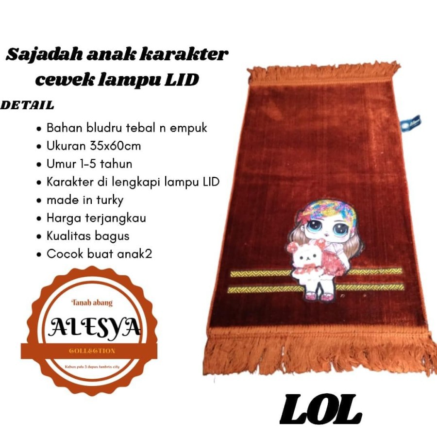 sajadah anak cewek karakter bahan beludru/harga best seller dan bisa bayar ditempat/COD