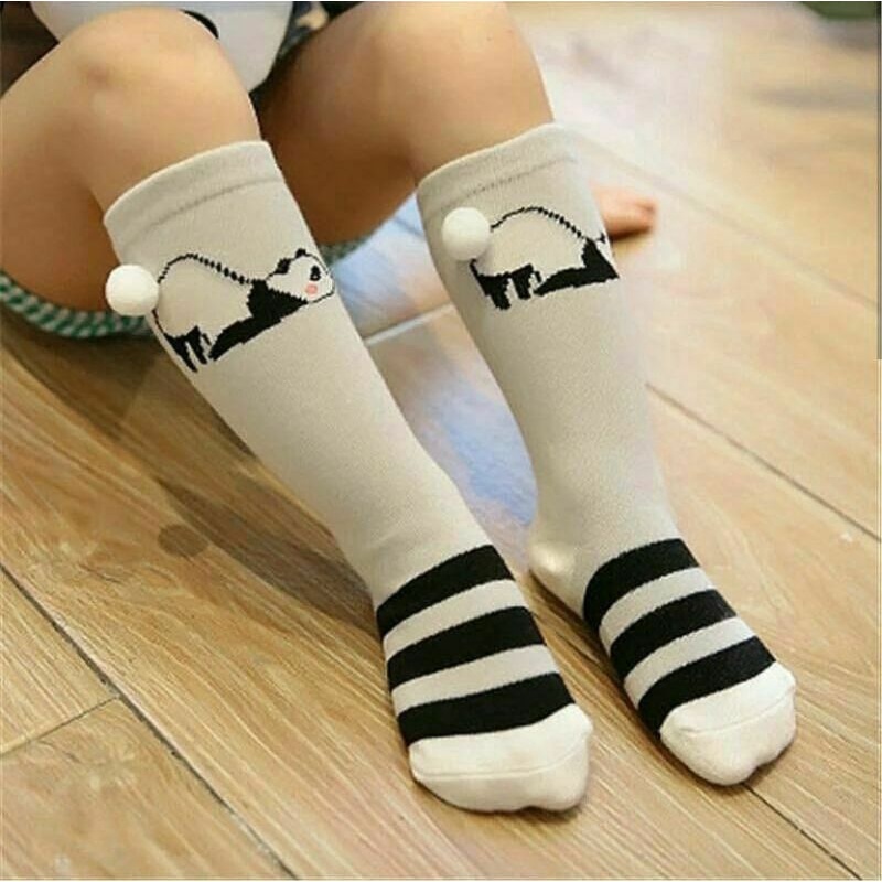Kaos Kaki Panjang Bayi Laki-Laki / Perempuan Motif Beruang Pompom
