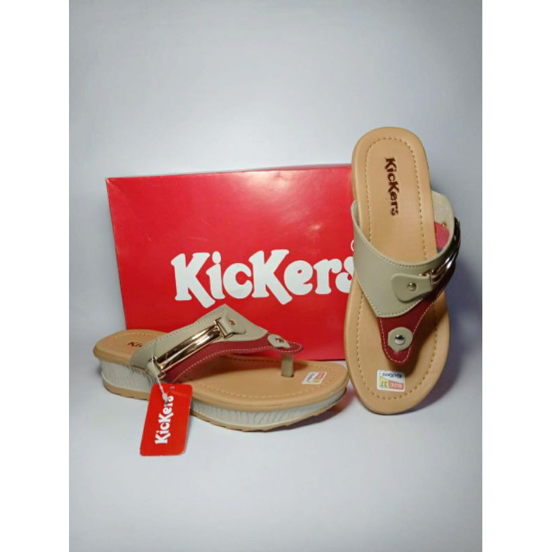 SANDAL JEPIT WEDGES WANITA KICKERS TERBARU SENDAL KASUAL CASUAL JAPIT SELOP SLOP WEDJES FLAT