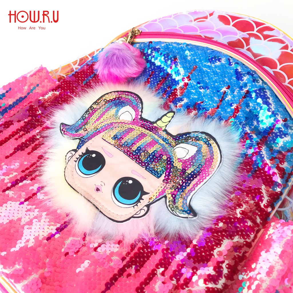 HOW.R.U | Tas Backpack LOL / Tas Sekolah Anak Sequin Premium 9886