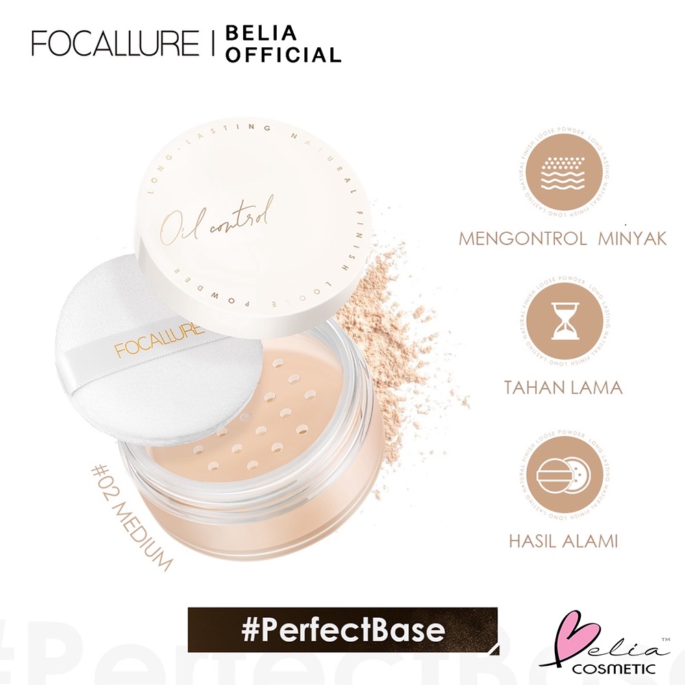 ❤ BELIA ❤ FOCALLURE Oil Control Poreless Matte Loose Powder FA201 | Tahan Lama Setting Powder-Base makeup | Bedak Tabur | BPOM