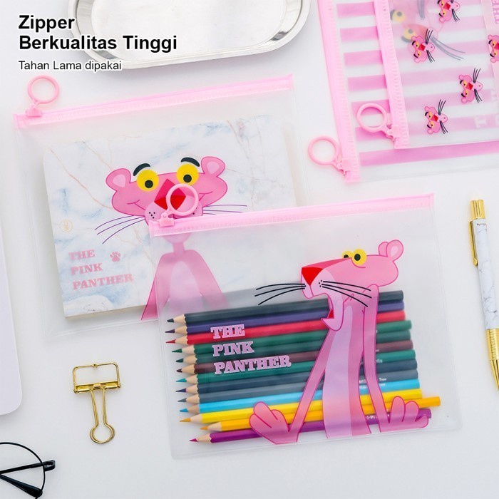 Tempat Pensil Kosmetik Zipper Bag Pouch Transparan Original