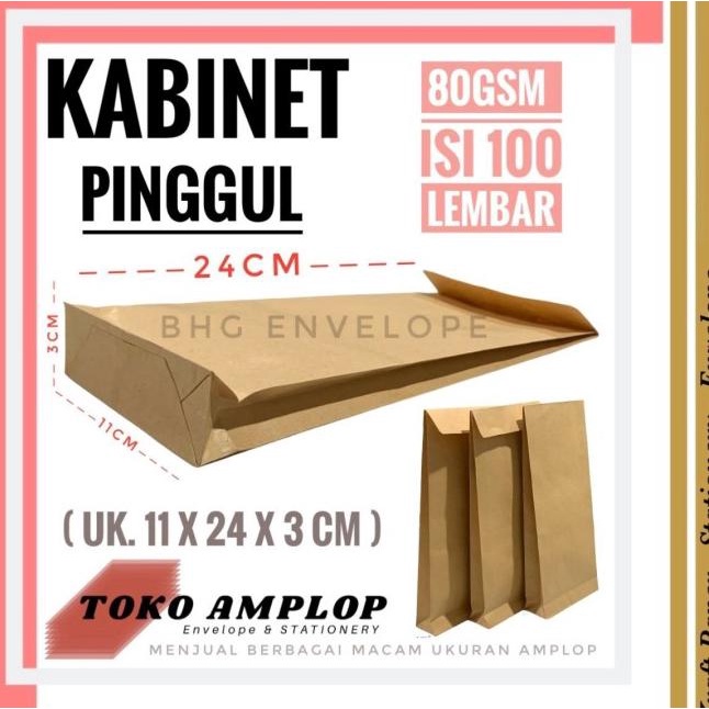 

AMPLOP COKLAT KABINET PINGGUL 11X24CM ISI 100LBR