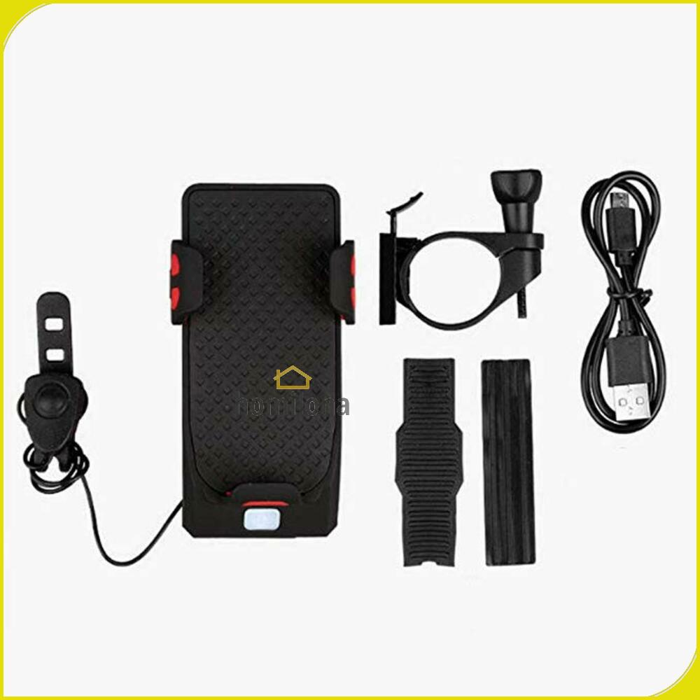 Lampu Sepeda Rechargeable Flashlight Phone Holder Power Bank 2000mAh - Zacro ZJC0158 - Black