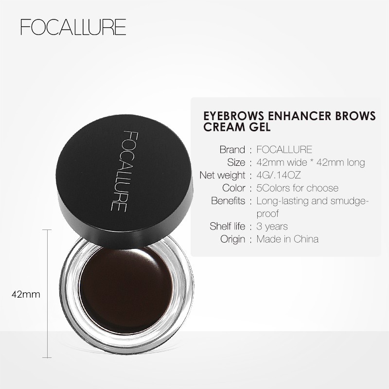 FOCALLURE Eyebrow Cream Gel waterproof Pensil Alis-kosmetik Mata [TARABABYSTORE]