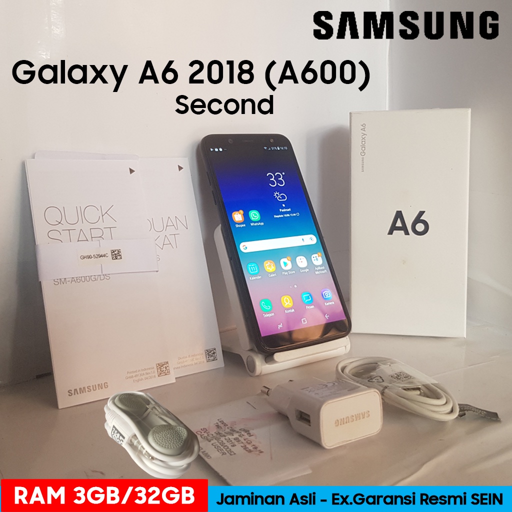 SAMSUNG A6 2018 (A600) RAM 3/32GB Second Fullset Ex Garansi Resmi SEIN