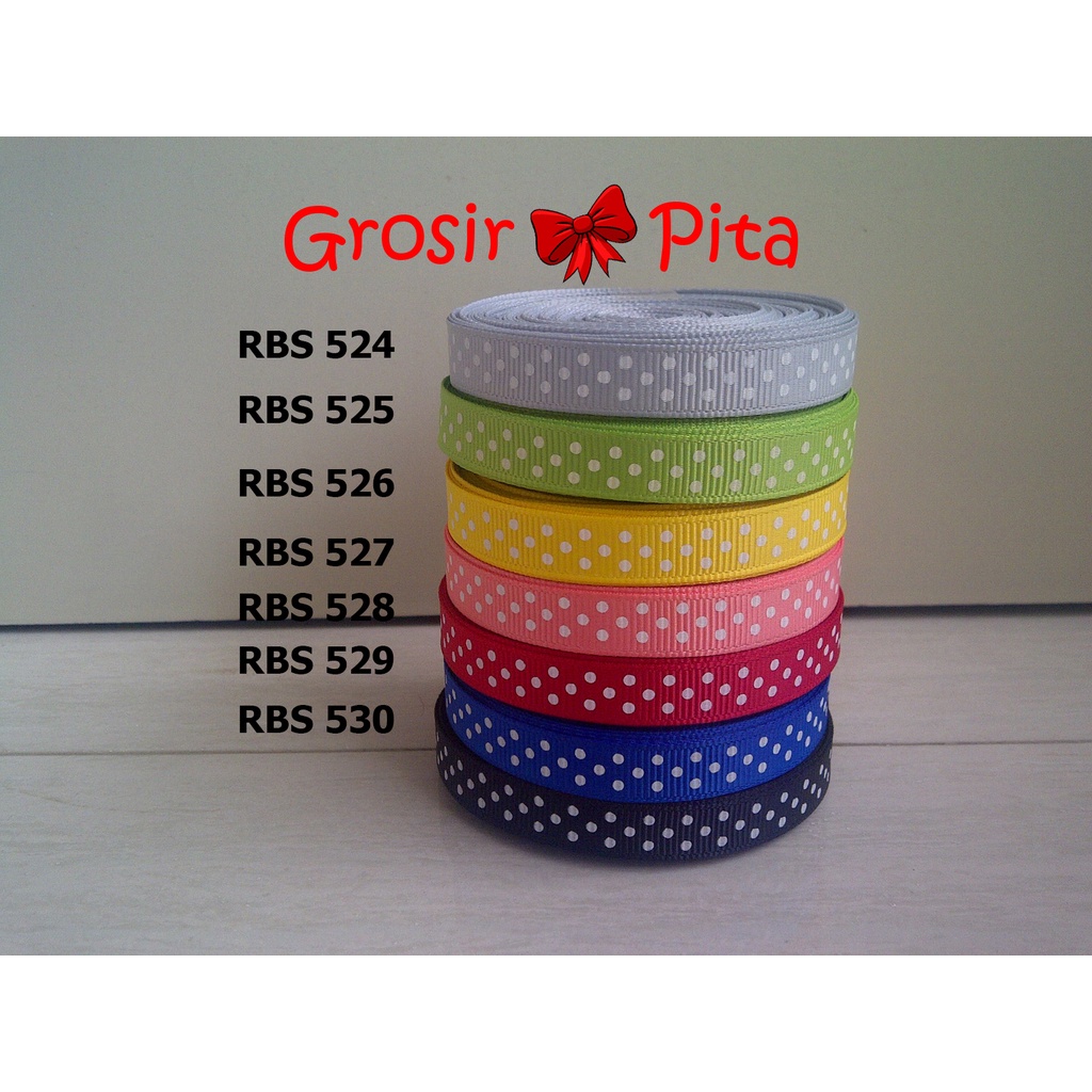 

(25 yard) Pita Grosgrain Motif Polkadot RBS 524,525,526,527,528,529,530 | Toko Bahan Craft | Grosir Pita
