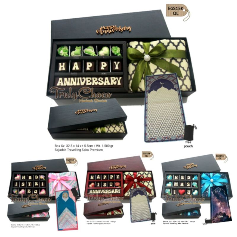 

hadiah anniversary dan ulang tahun coklat trulychoco dengan sajadah EGS15K QL