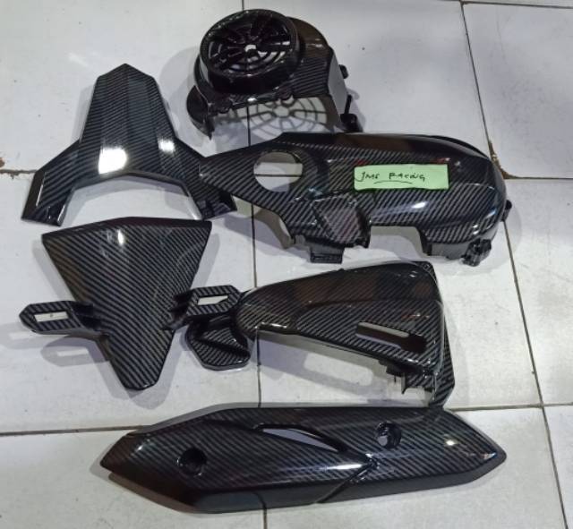 Cover tutup carbon 1 set honda beat esp fi new cvt tutup kipas tameng plat no ducktrail filter hawa dan knalpot zoro paket