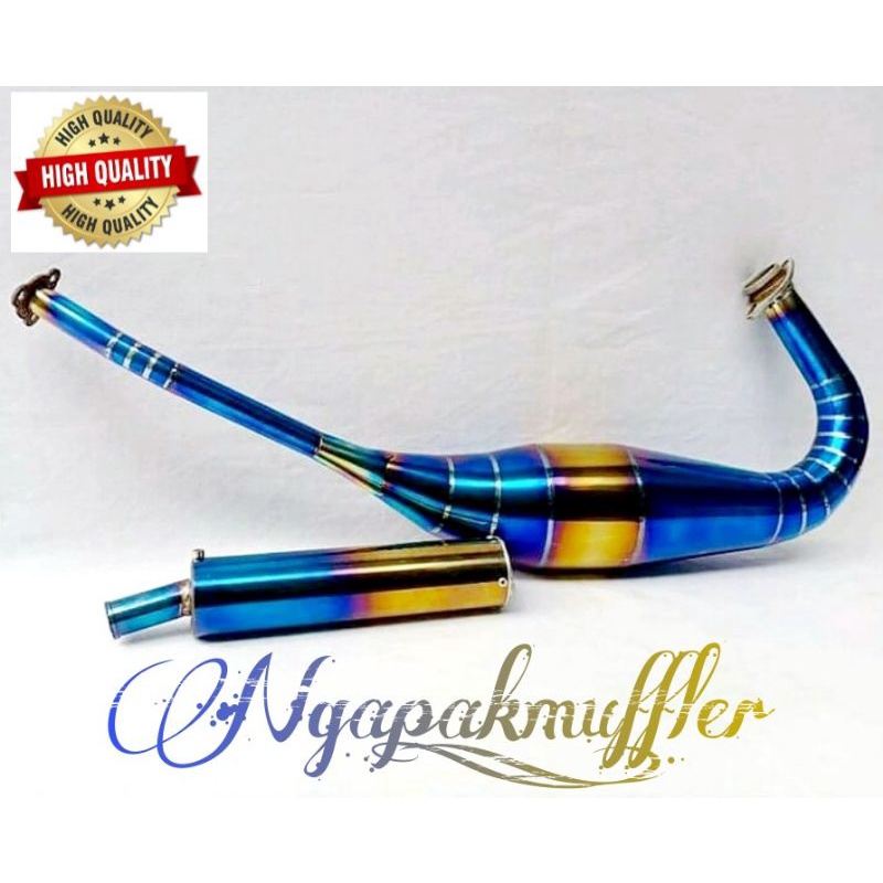 Knalpot BLUEMOON model standar ninja 2 tak 150R,150RR,S suara gurih,garing,cring cring