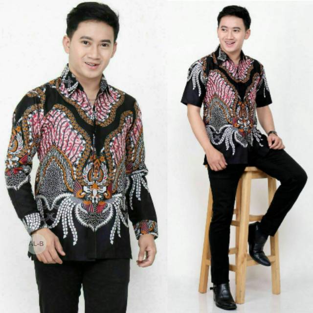 Kemeja Batik Pria Lengan Panjang Madu Pink