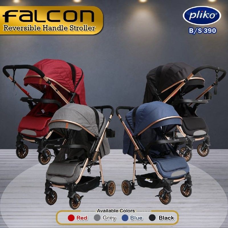 STROLLER PLIKO 390 FALCON (GOLD FRAME) BISA DUA HADAP/Pliko BS 387 STREAM bagus murah