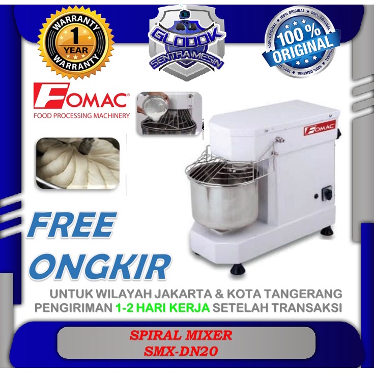 Spiral Mixer Mesin Pengaduk Adonan Spiral 20 Liter SMX-DN20 FOMAC