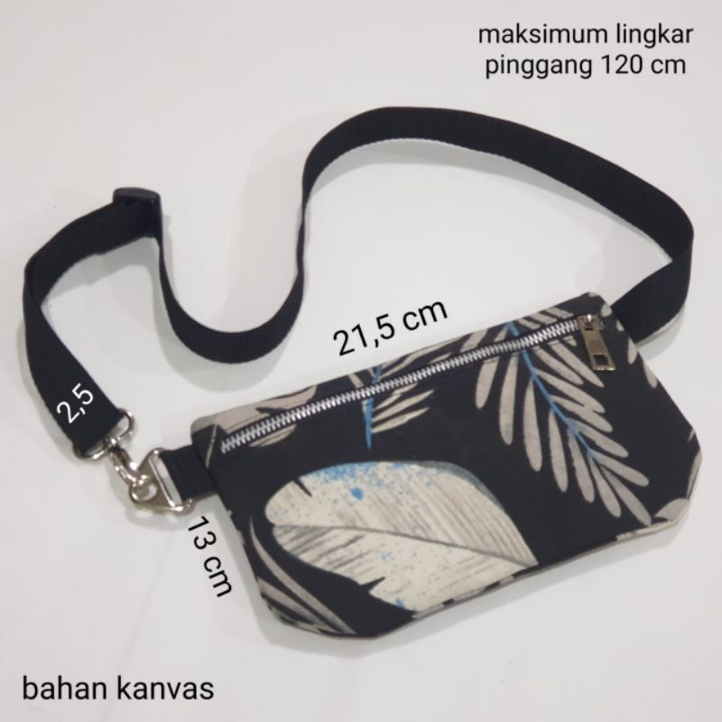 waist bag tas pinggang wanita kanvas