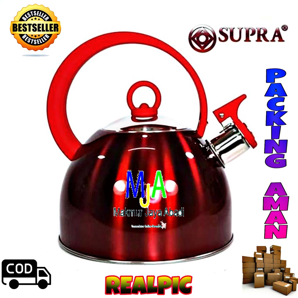 PROMO (BISA COD) TEKO SIUL SUPRA COLORA 2 Liter / Kettle Supra Original / Teko Bunyi Ceret Supra Warna / Teko Colora