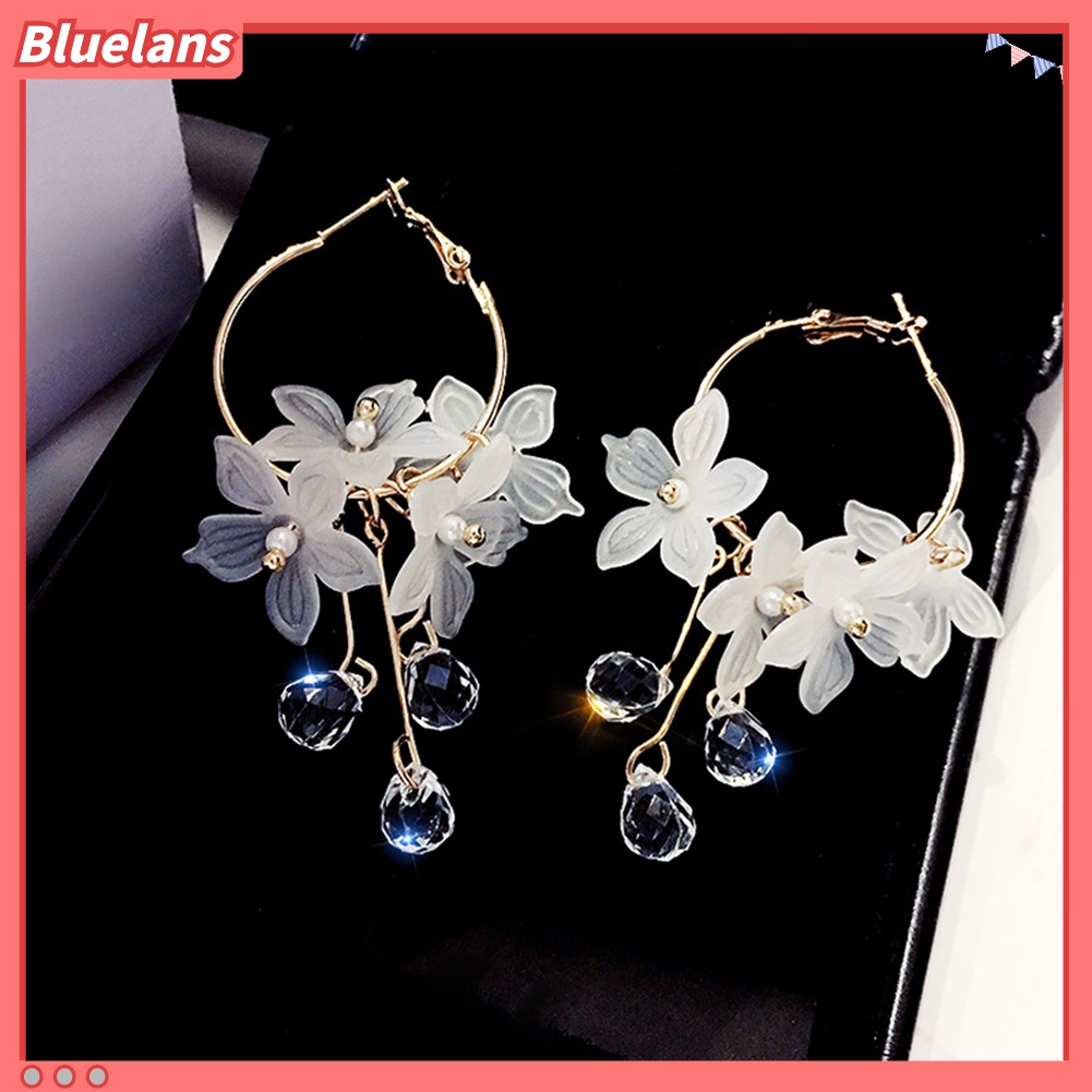 Bluelans Anting Juntai Bentuk Bunga Bahan Akrilik Untuk Wanita