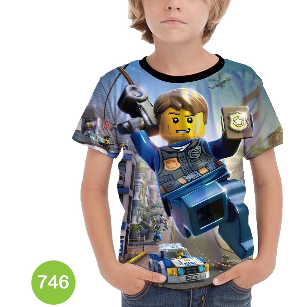 Baju Lego Police Kaos Kartun Animasi #COWO-746