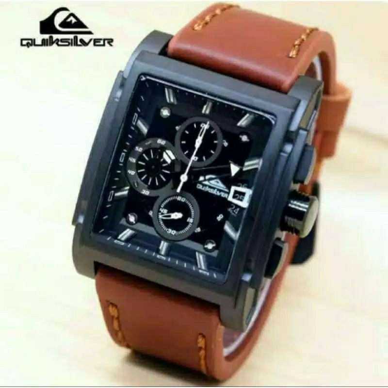 Jam Tangan Pria Quiksilver Crono Aktif Tali Kulit - Jam Tangan Quiksilver Cronograp - Quiksilver