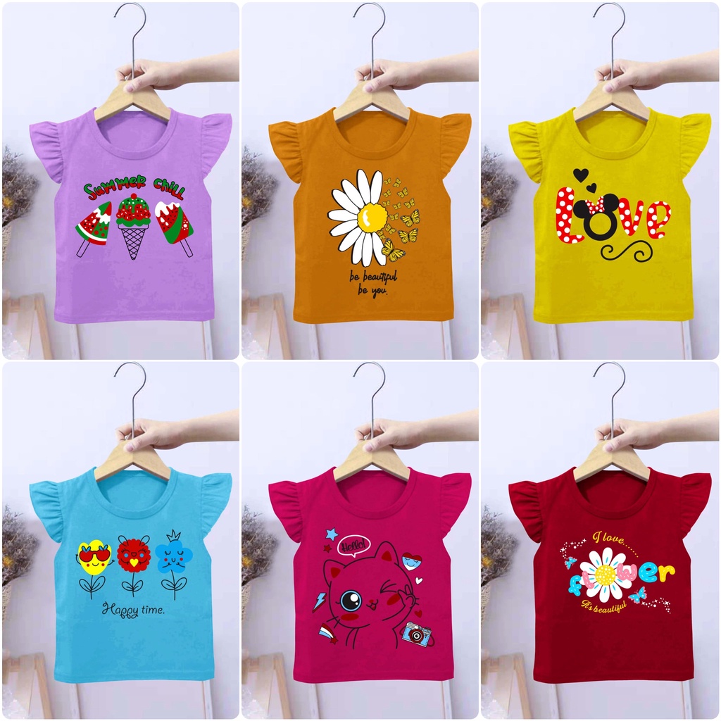 VALMELO KAOS RUFFLE TEE/BAJU KAOS ANAK PEREMPUAN/BAJUA KAOS ANAK CEWEK TANGAN RUFFLE