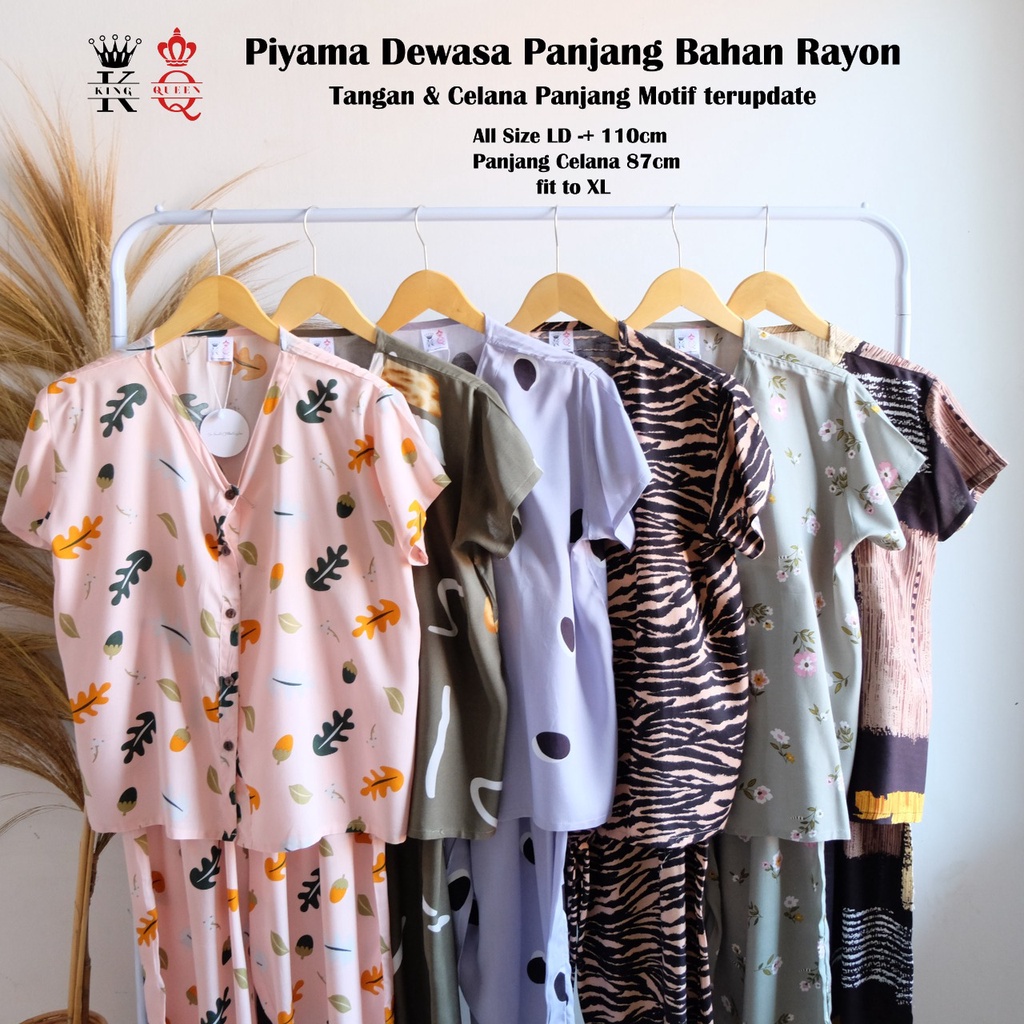 Piyama Set Rayon FREYA home wear dewasa celana panjang bahan lembut pajamas menyusui firendly