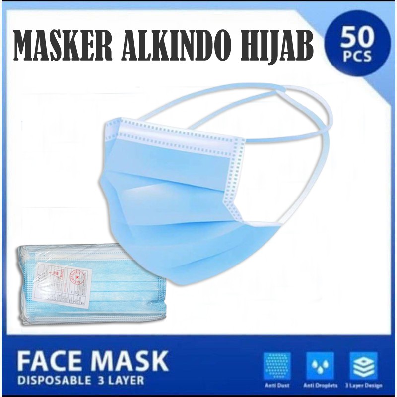 MASKER HIJAB Masker KF94 Headloop Mask Surgical Mask 3 ply 1 Box Isi 25pcs Disposable Daily Mas