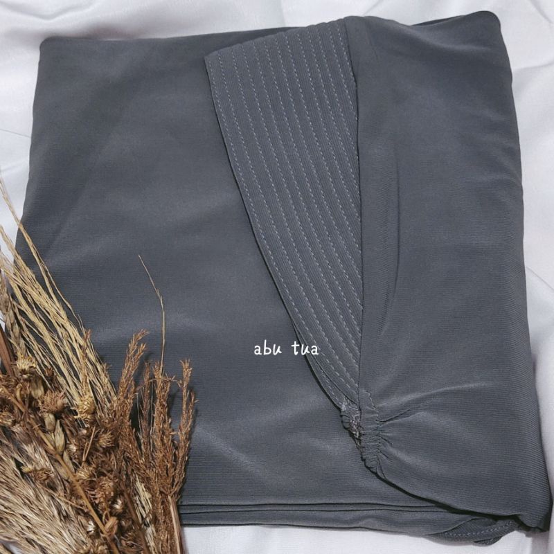 Jilbab Instan Jersey korea hijab jersey karet dagu By Miftah Collection Part 1-Abu tua