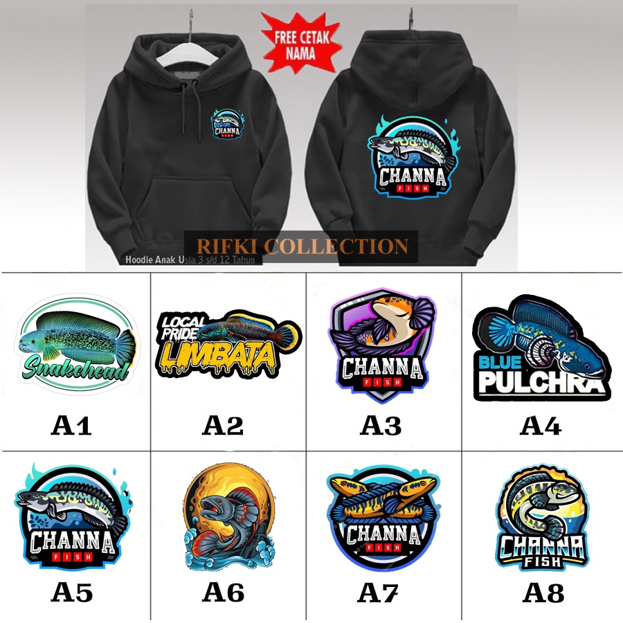 Jaket sweater hodie Hoodie switer ikan chana channa cana anak limbata barca blue pulchra laki-laki c