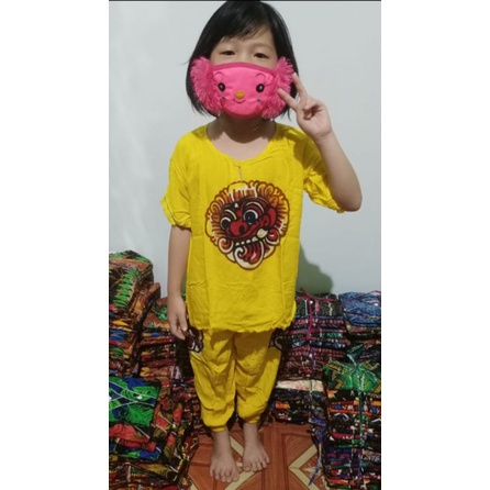 setelan baju bali barong lukis size no1-5 untuk anak celana panjang bahan tebal dan adem