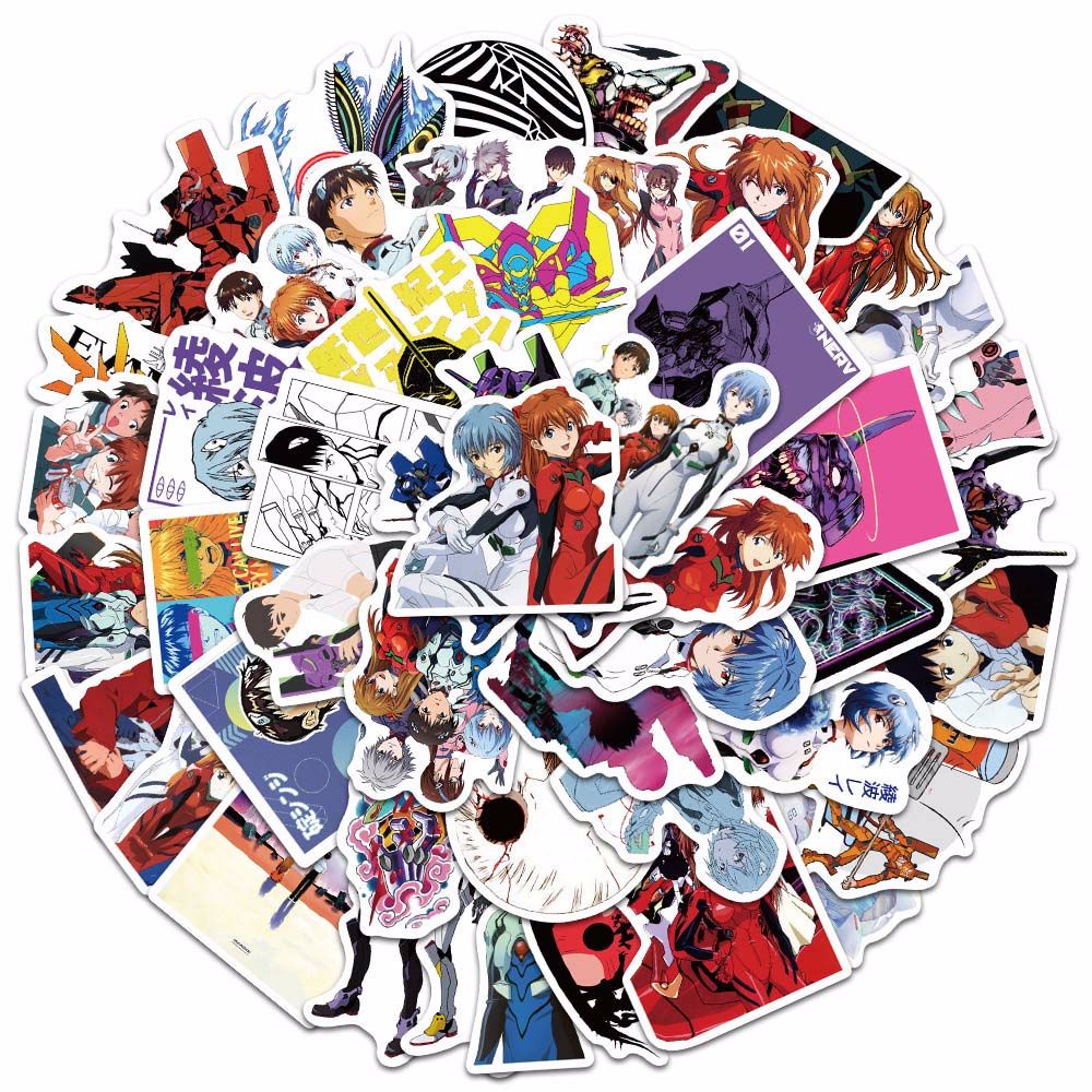 ELEGANT Kids Gift Decorative Stickers Anime Decals Anime Stickers Anime Evangelion Waterproof Stationery Sticker For Laptop Luggage PVC Fans Collection Gifts 50pcs/pack Car Stickers