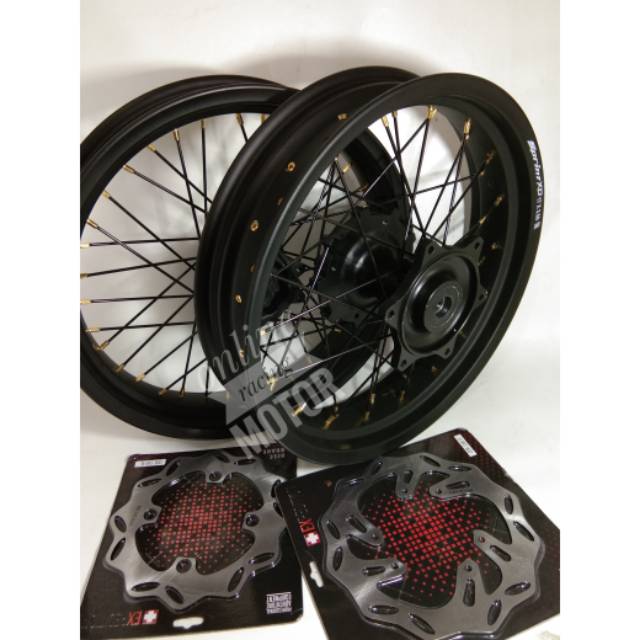 Velg supermoto crf150 honda sepaket lengkap tapak lebar ring 17 plus cakram expedition