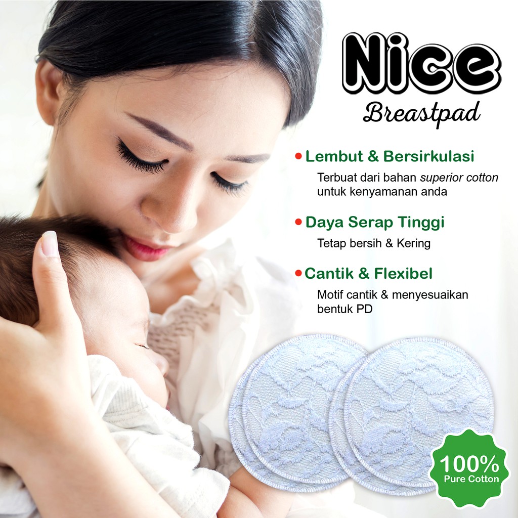 Nice Baby Breastpad Washable Penyerap Asi Cuci Ulang Isi 4 pcs / Breastpad Cuci Ulang