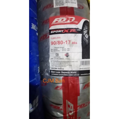 Ban tubeless Depan/Belakang FDR XR-Sport 90/80-17 for CB 150R/CBR 150/Vixioin/Verza/Mega pro N/NSR/J