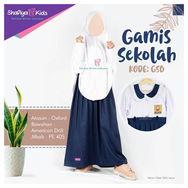 Shafiyakids - Gamis Seragam Sekolah SMP Biru Putih Pramuka Syari Putri Shalihah Baju Muslim Anak Per