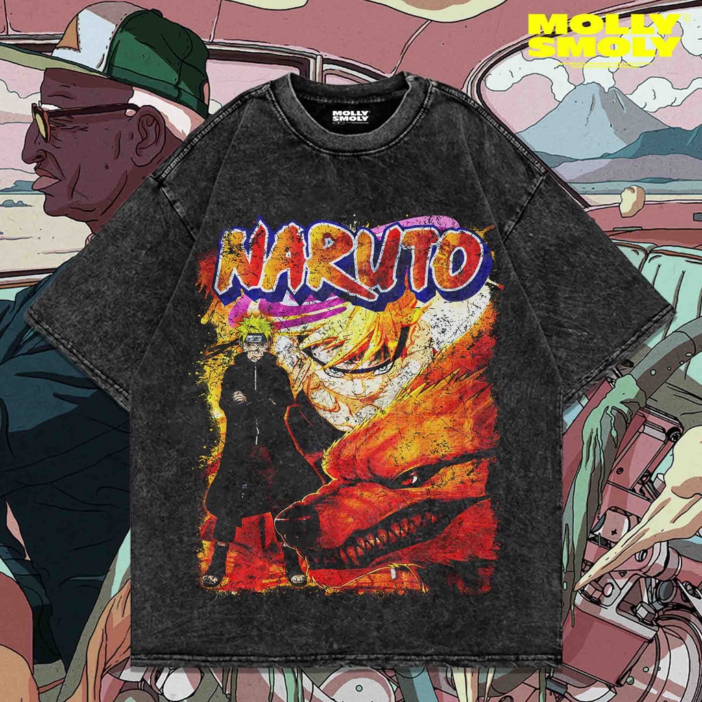 KAOS NARUTO OVERSIZE WASHED TEE | NARUTO OVERSIZE WASHED | STONE WASH | NARUTO