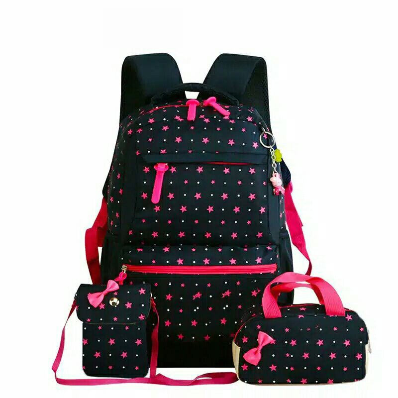 Ransel Anak 3in1 satu set tempat Pencil Backpack Bintang Tabur BISA COD