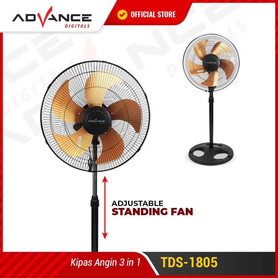 Advance Kipas Angin 3in1 Stand/Desk/Wall TDS-1805 Kipas Angin Tornado