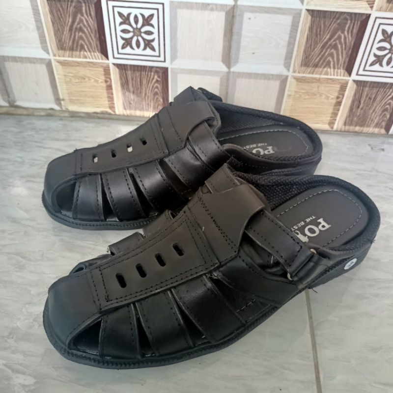 Sepatu sandal selop slide kulit asli super murah