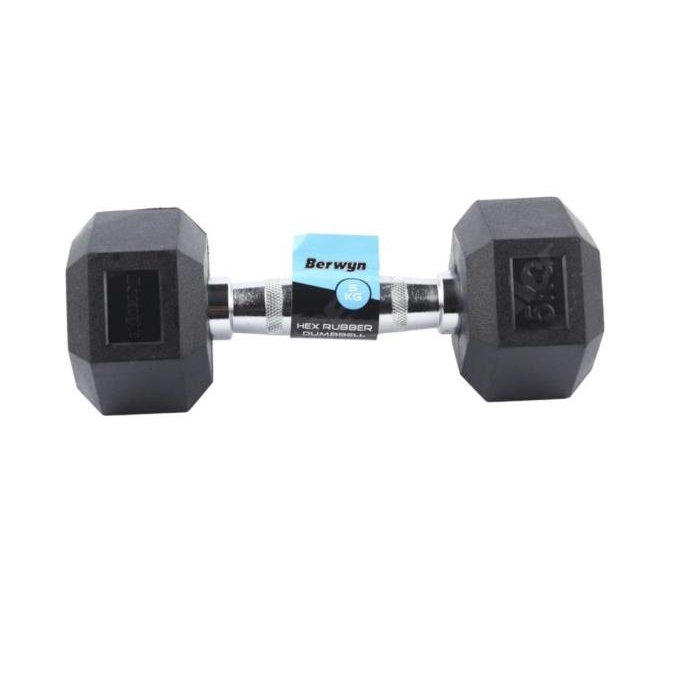 ><><><] berwyn dumbell karet hexagonal 5 kg hitam