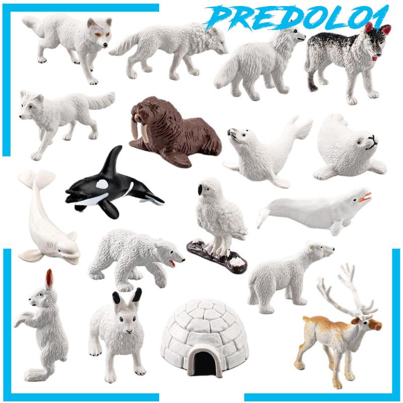 [PREDOLO1] 18x Realistic Mini Arctic Animals Toys Tabletop Decoration for Toddlers