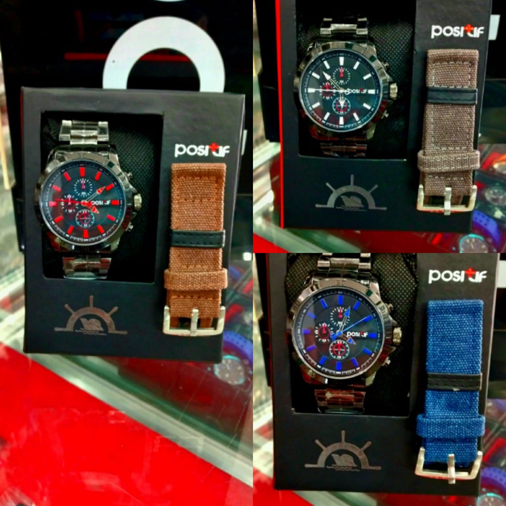 Positif Jam Tangan Pria Analog Original Tahan Air | Strap Cadangan | Box Exclusive
