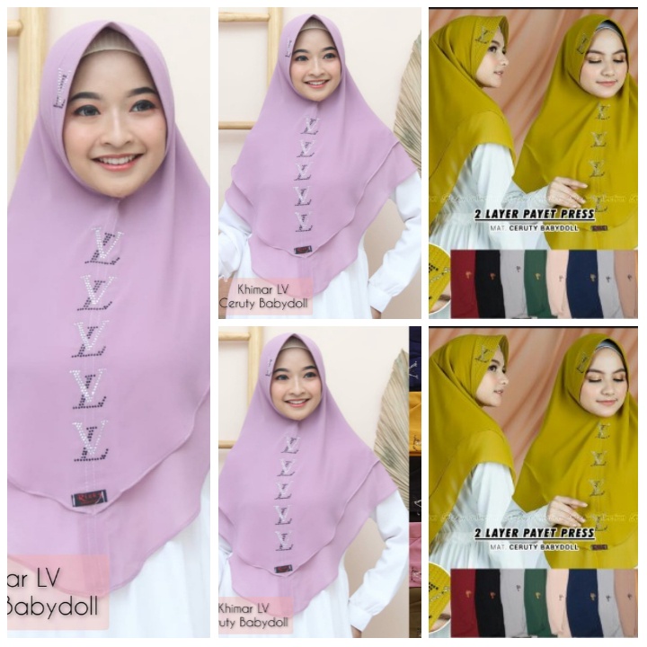 HIJAB PAYET CERUTY LV LAYER 2 HIJAB INSTAN LV HIJAB CERUTY 2 LAYER BEST SELLER ORI BY RIZKY COLLECTION