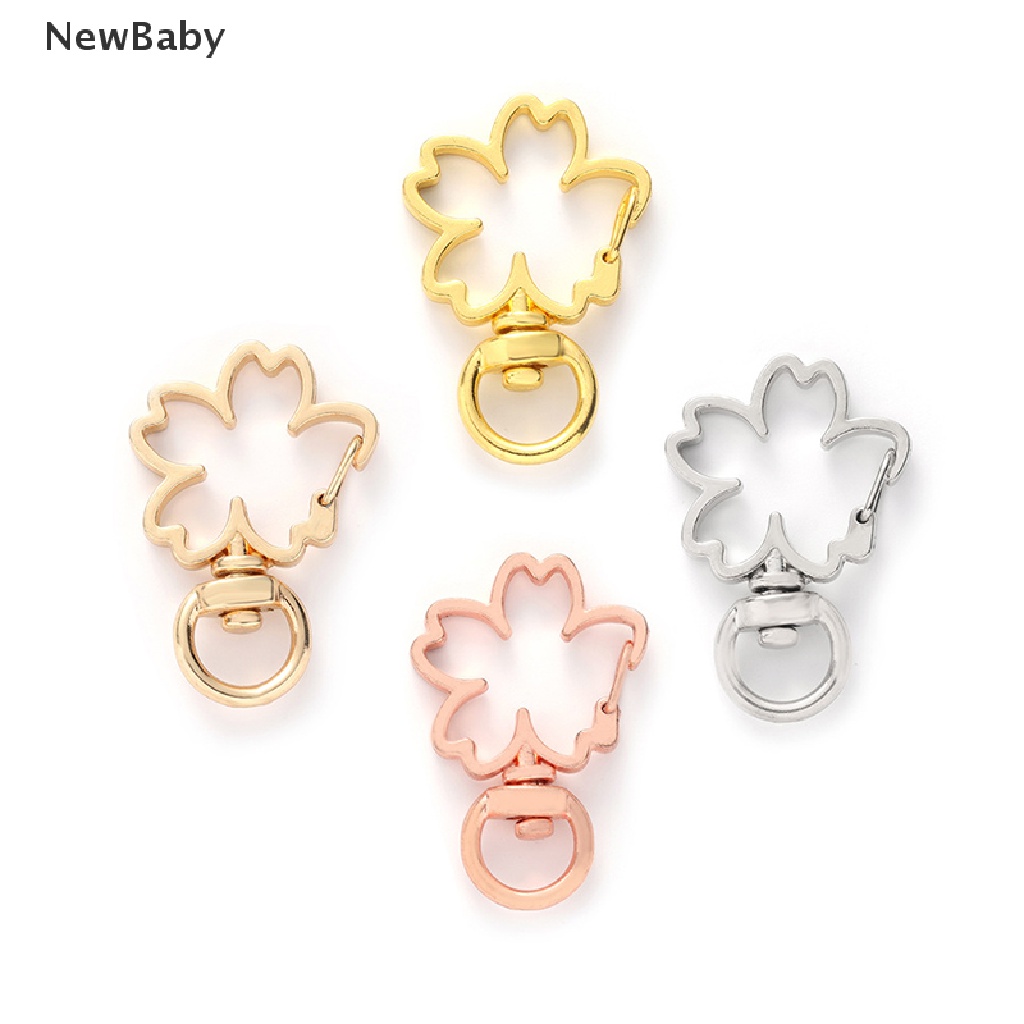 Newbaby 10pcs Gantungan Kunci Bentuk Bunga Sakura Hollow DIY