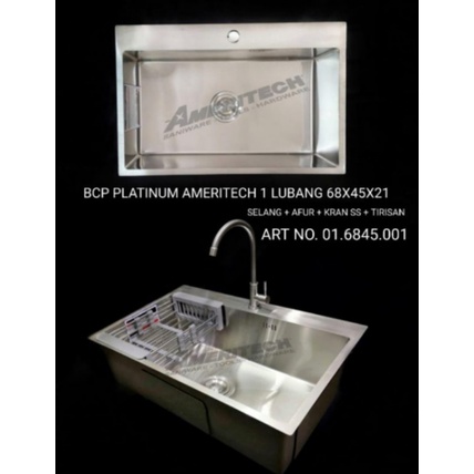 Bak cuci piring/ Slink / BCP singel Stainless AMERITECH