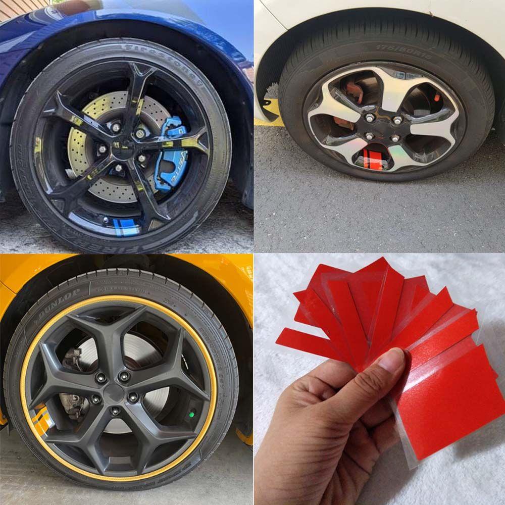 LANFY Stiker Pelek Roda Mobil 6 Pcs PET Racing Wheel Hub Decals Vinyl Decal Stiker Mobil Potongan Presisi Stiker Peringatan