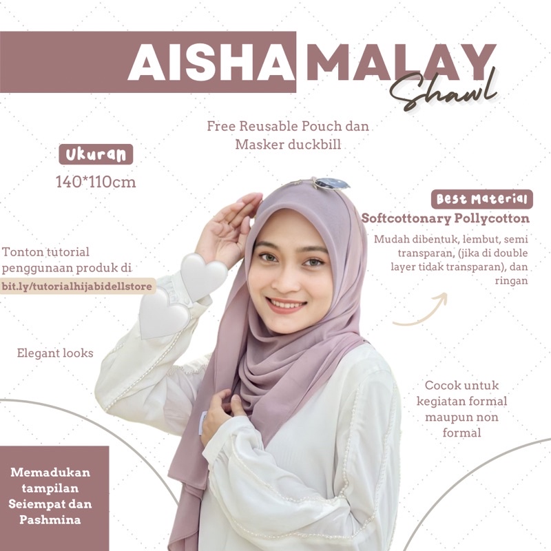 [WARNA LENGKAP] Aisha Malay square • Segiempat / Pashmina malaysian• Pashmina malaysia